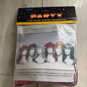 Punk Mullet Wig Red Plastic Foil Wig Unique Halloween Costume Cosplay Holliday